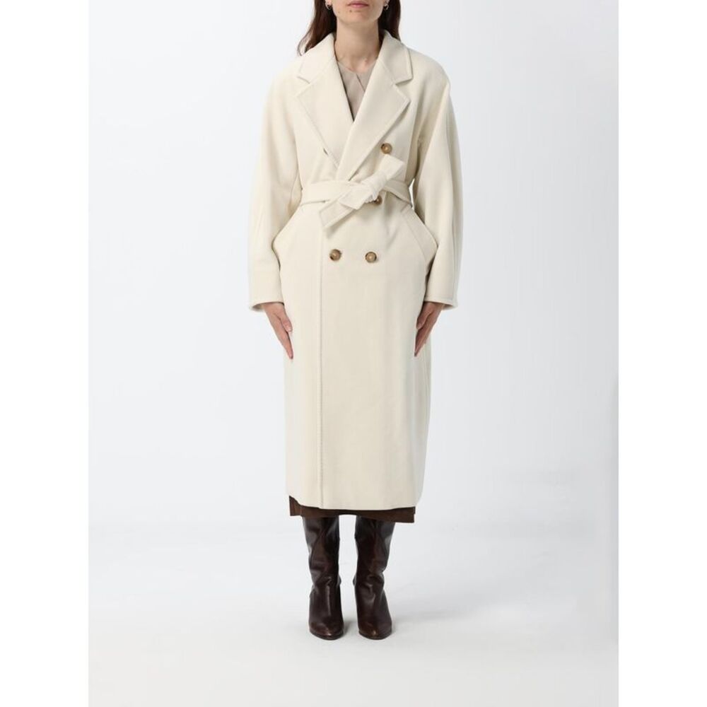 Max Mara Women Madame Double-Breasted Long Wool Coat Max Mara With Belt
